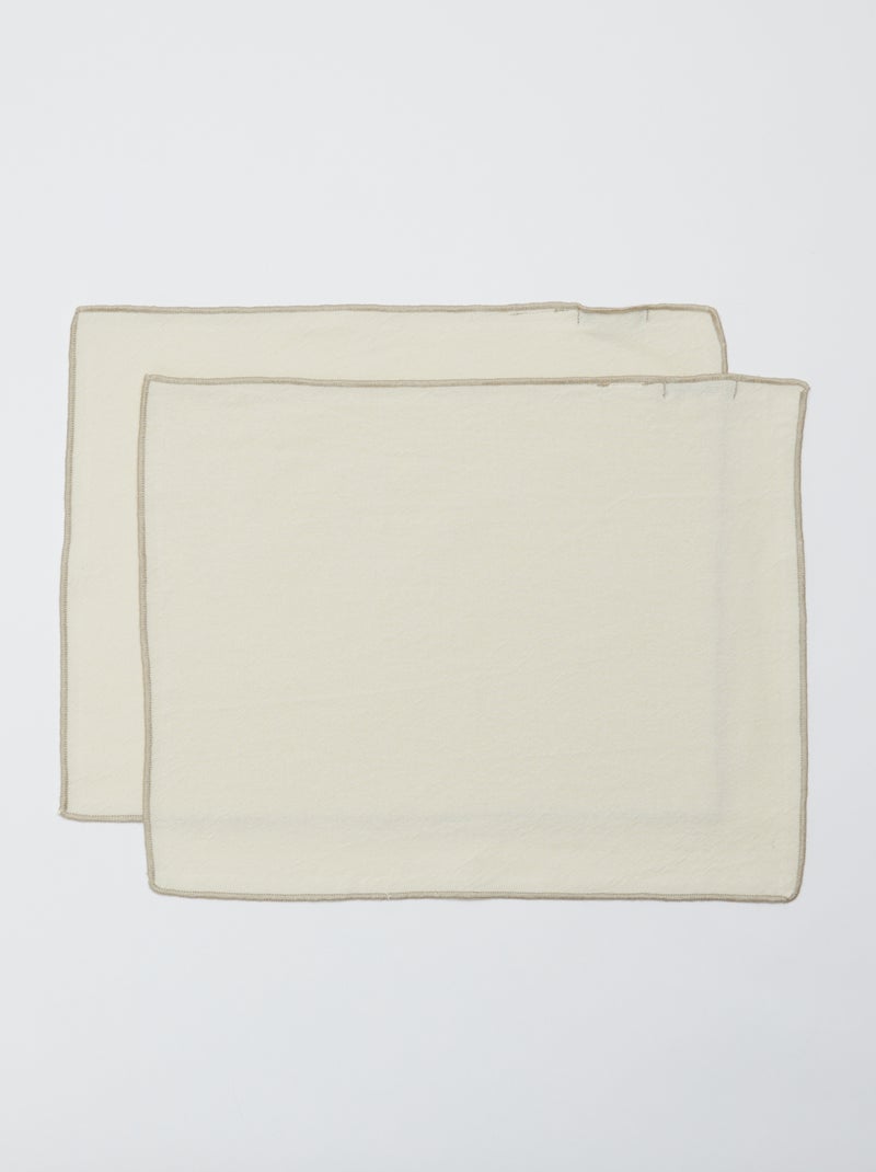 Set van 2 effen 2-in-1 placemats/servetten 32 x 40 cm - Kiabi Home WIT - Kiabi