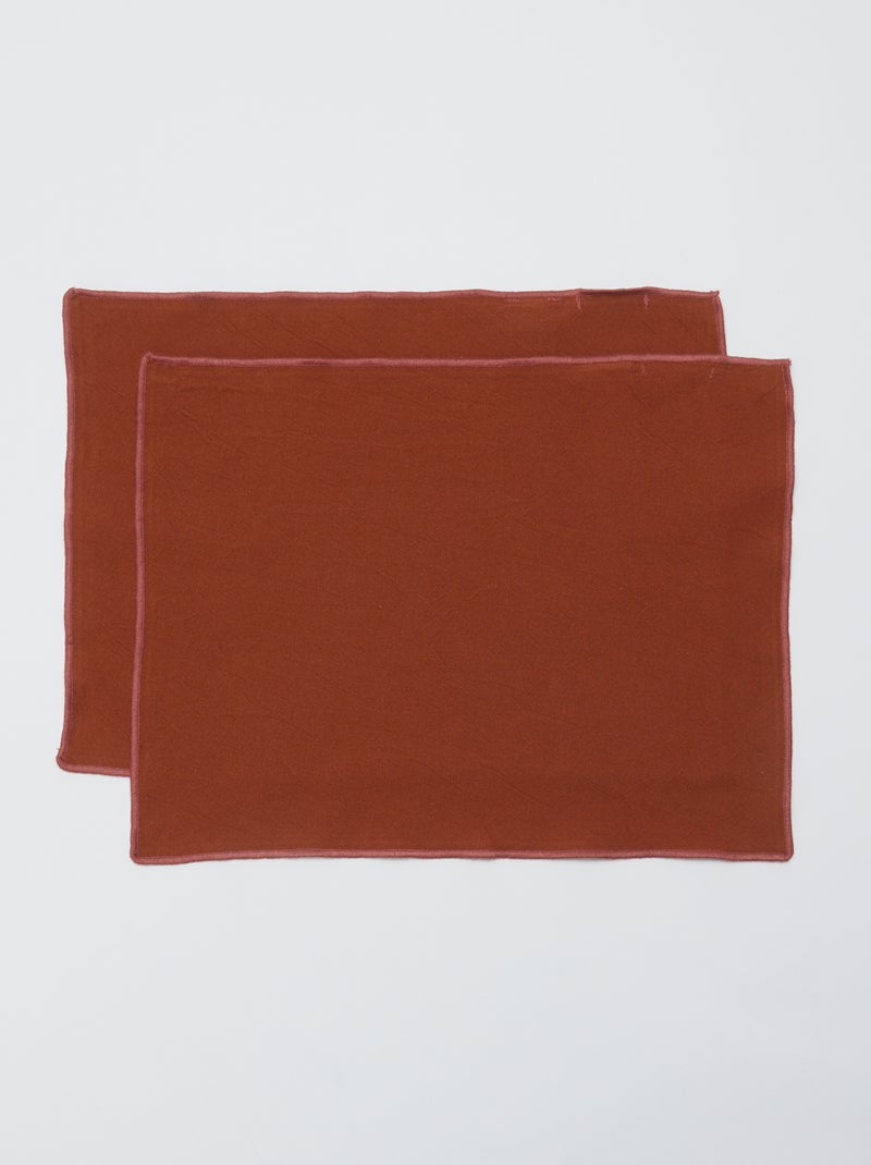 Set van 2 effen 2-in-1 placemats/servetten (32x40 cm) - Kiabi Home BRUIN - Kiabi