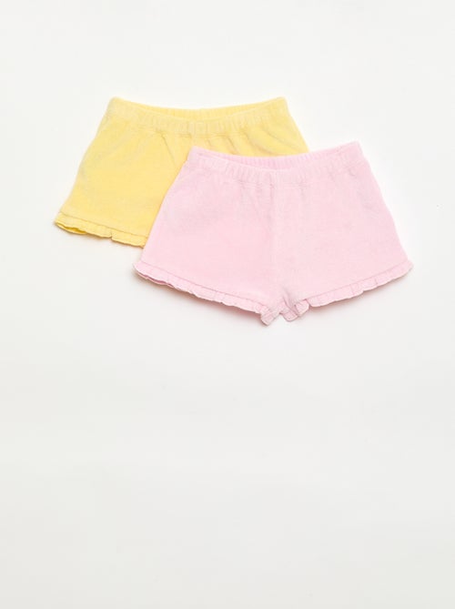 Set van 2 effen badstofshorts met ruches - Kiabi