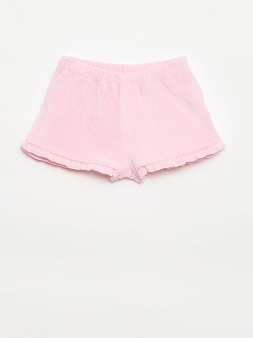 Set van 2 effen badstofshorts met ruches - Kiabi