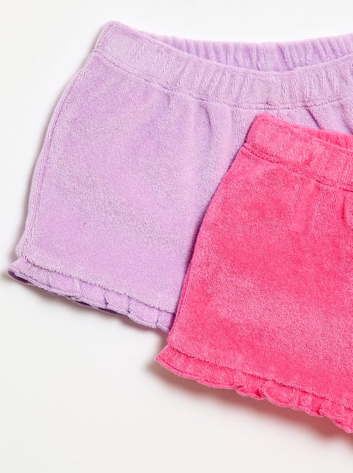 Set van 2 effen badstofshorts met ruches - Kiabi