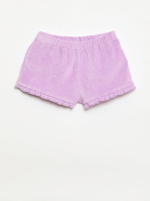 Set van 2 effen badstofshorts met ruches - Kiabi