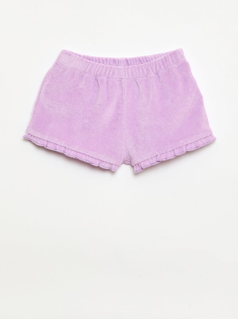 Set van 2 effen badstofshorts met ruches Paars - Kiabi