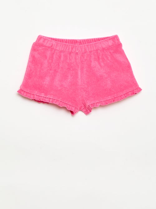 Set van 2 effen badstofshorts met ruches - Kiabi