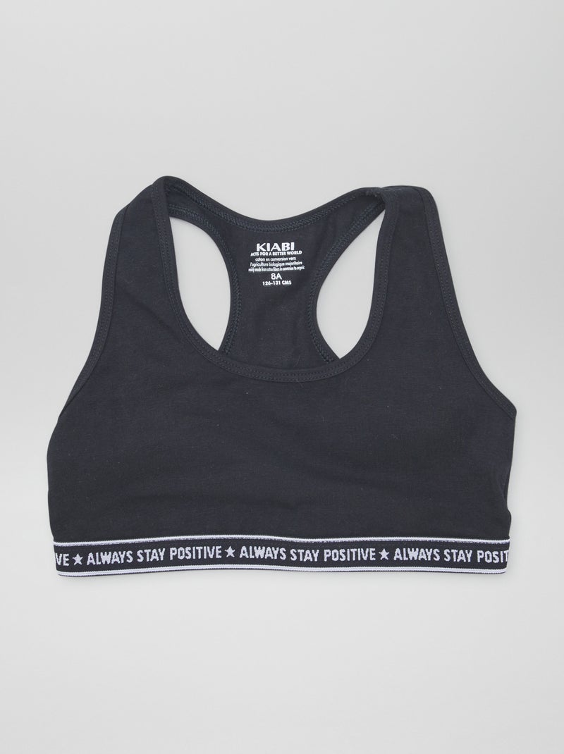 Set van 2 effen bralettes voor meisjes ZWART - Kiabi