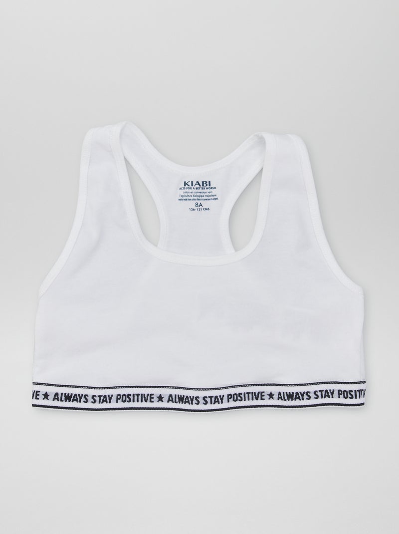 Set van 2 effen bralettes voor meisjes ZWART - Kiabi