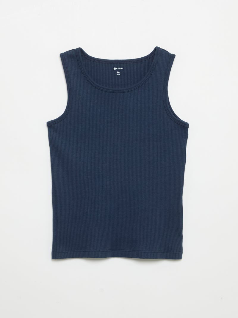Set van 2 effen débardeurs van ribstof Blauw - Kiabi