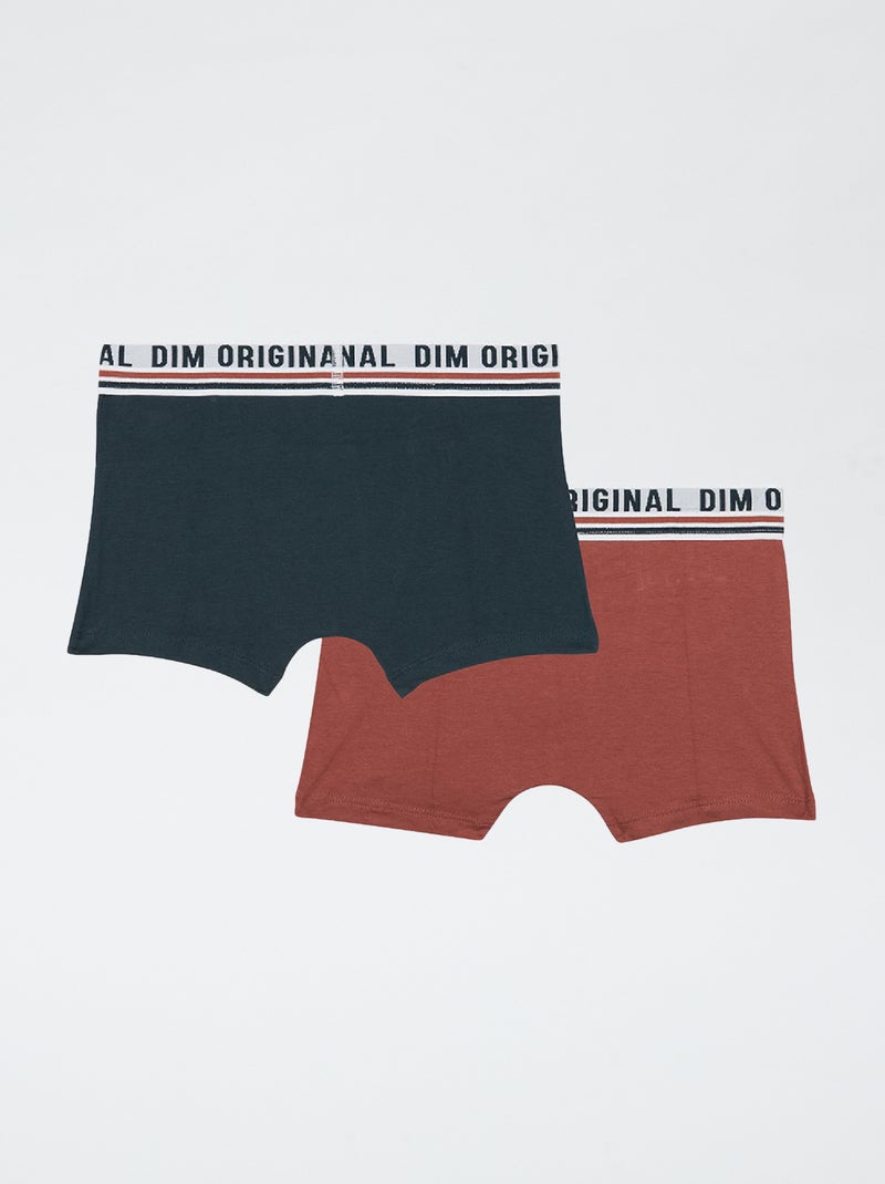 Set van 2 effen 'Dim' boxers Bruin - Kiabi