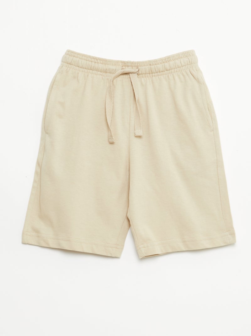 Set van 2 effen katoenen jersey shorts Biege - Kiabi