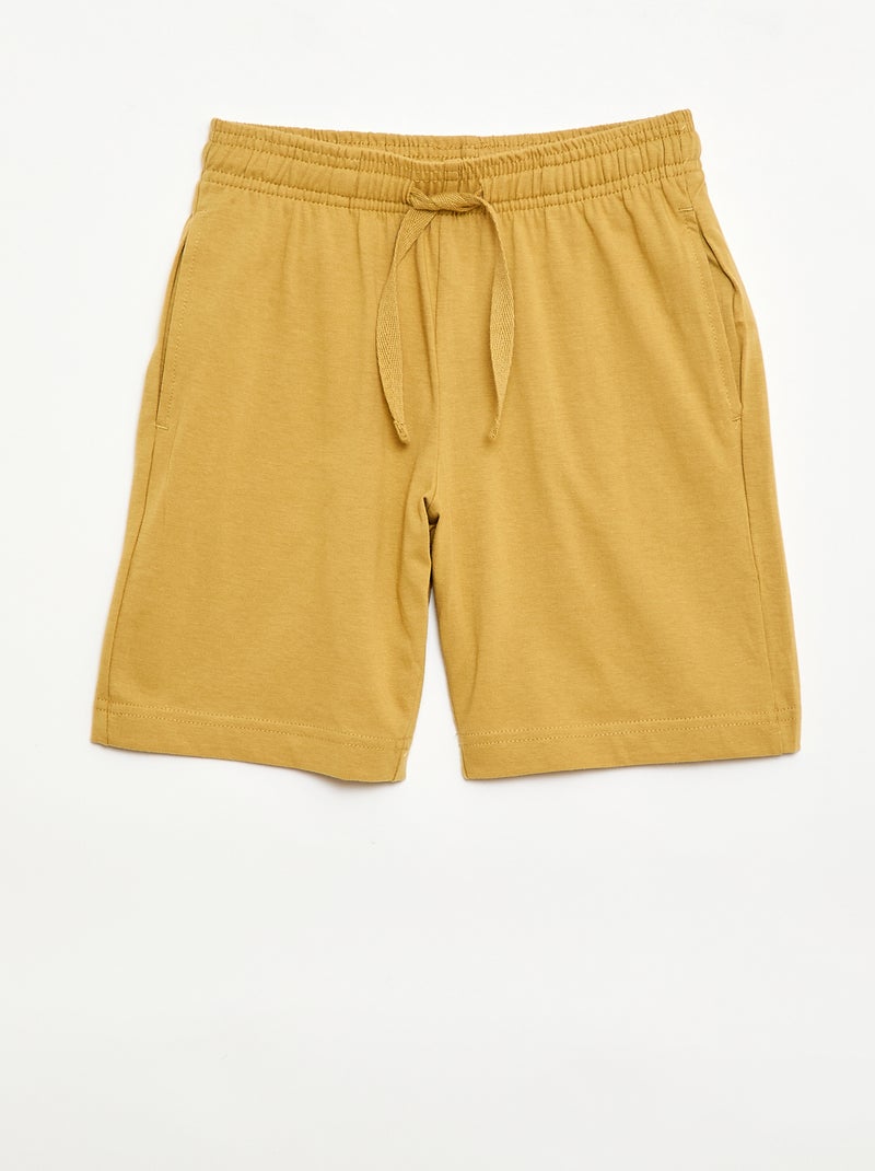 Set van 2 effen katoenen jersey shorts Geel - Kiabi