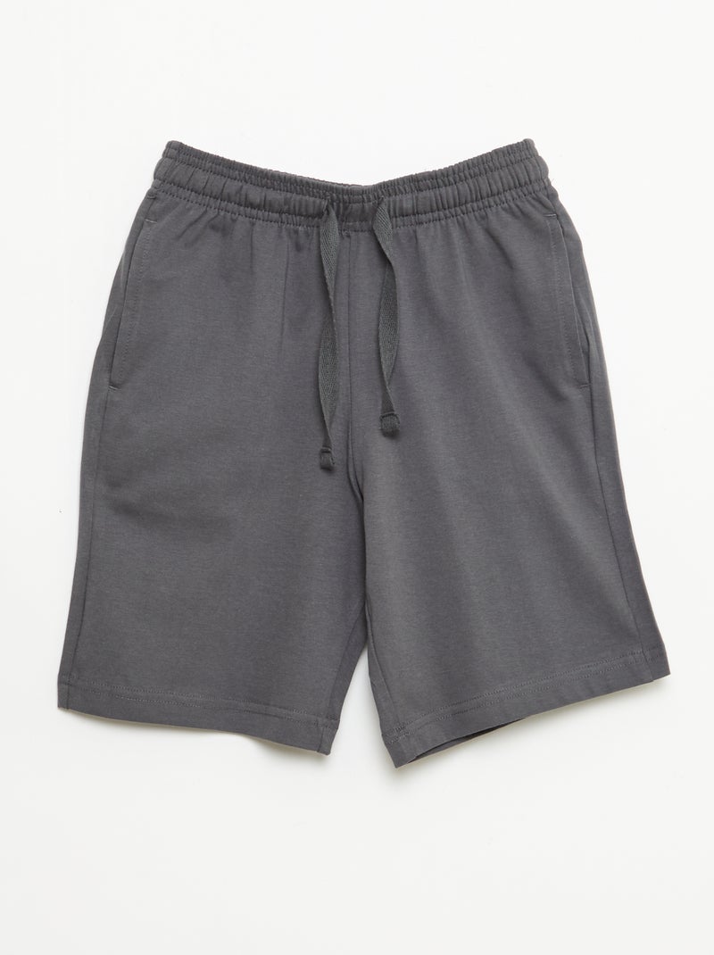Set van 2 effen katoenen jersey shorts Grijs - Kiabi