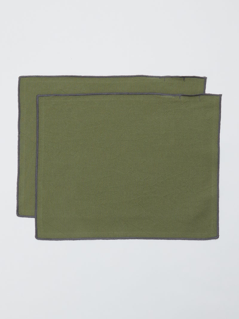 Set van 2 effen placemats/servetten 2 in 1 (32x40 cm) - Kiabi Home groen - Kiabi