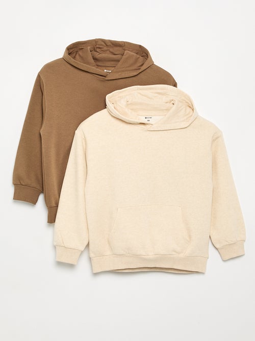 Set van 2 effen sweaters met capuchon - Kiabi