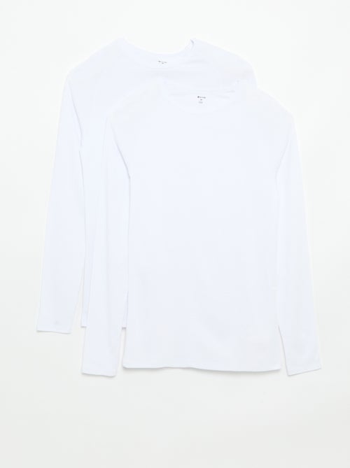 Set van 2 effen T-shirts met lange mouwen - Kiabi