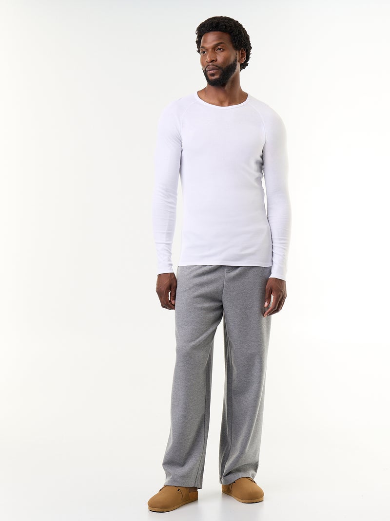Set van 2 effen T-shirts met lange mouwen Wit - Kiabi