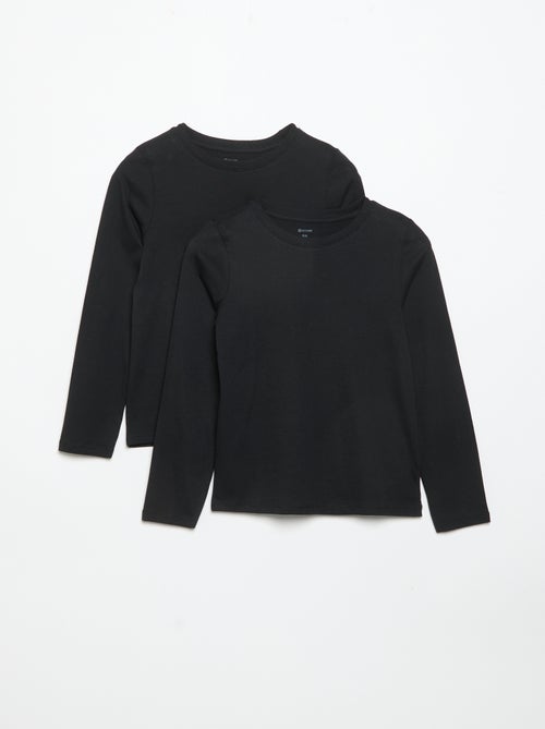 Set van 2 effen T-shirts met lange mouwen - Kiabi