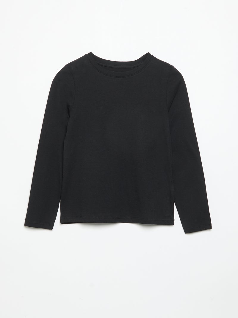 Set van 2 effen T-shirts met lange mouwen Zwart - Kiabi