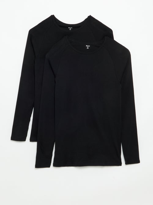 Set van 2 effen T-shirts met lange mouwen - Kiabi