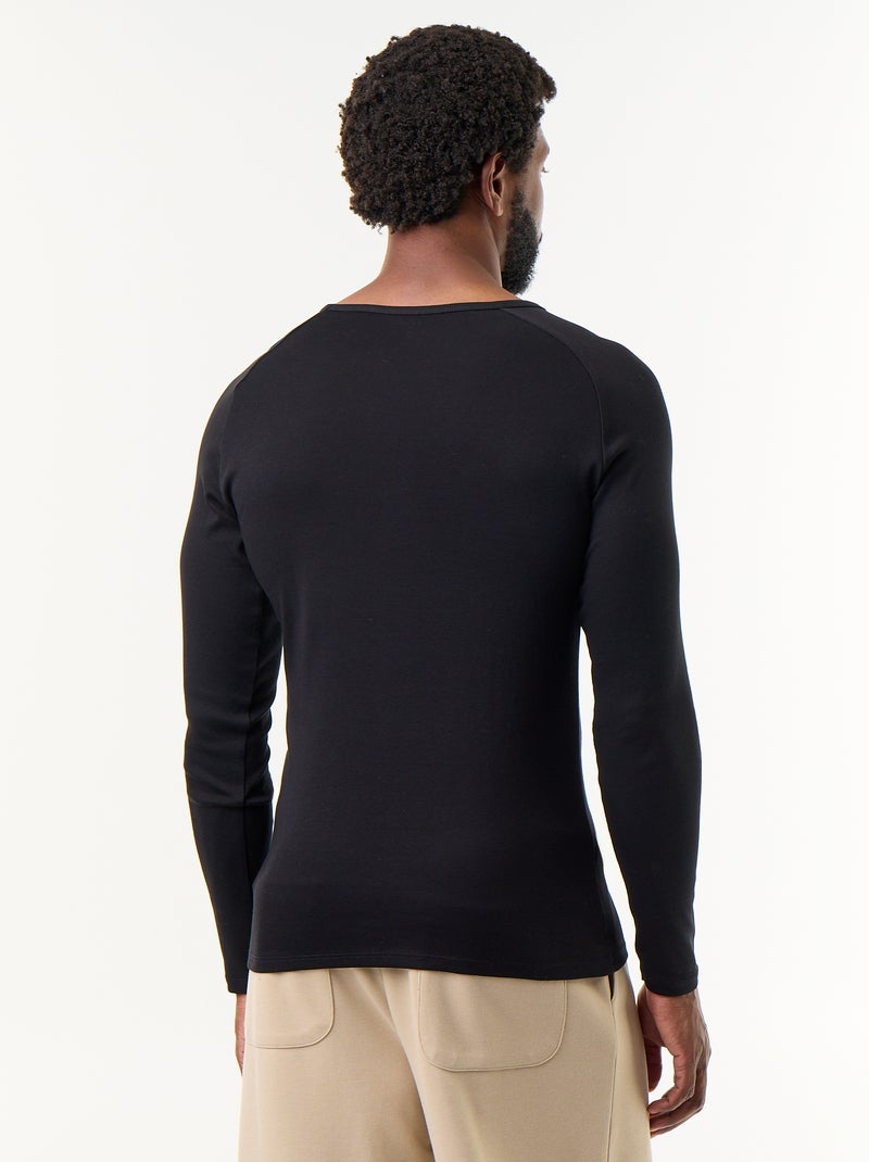 Set van 2 effen T-shirts met lange mouwen Zwart - Kiabi