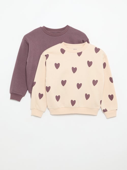 Set van 2 fleecetruien: 1 effen en 1 met all-over print - Kiabi