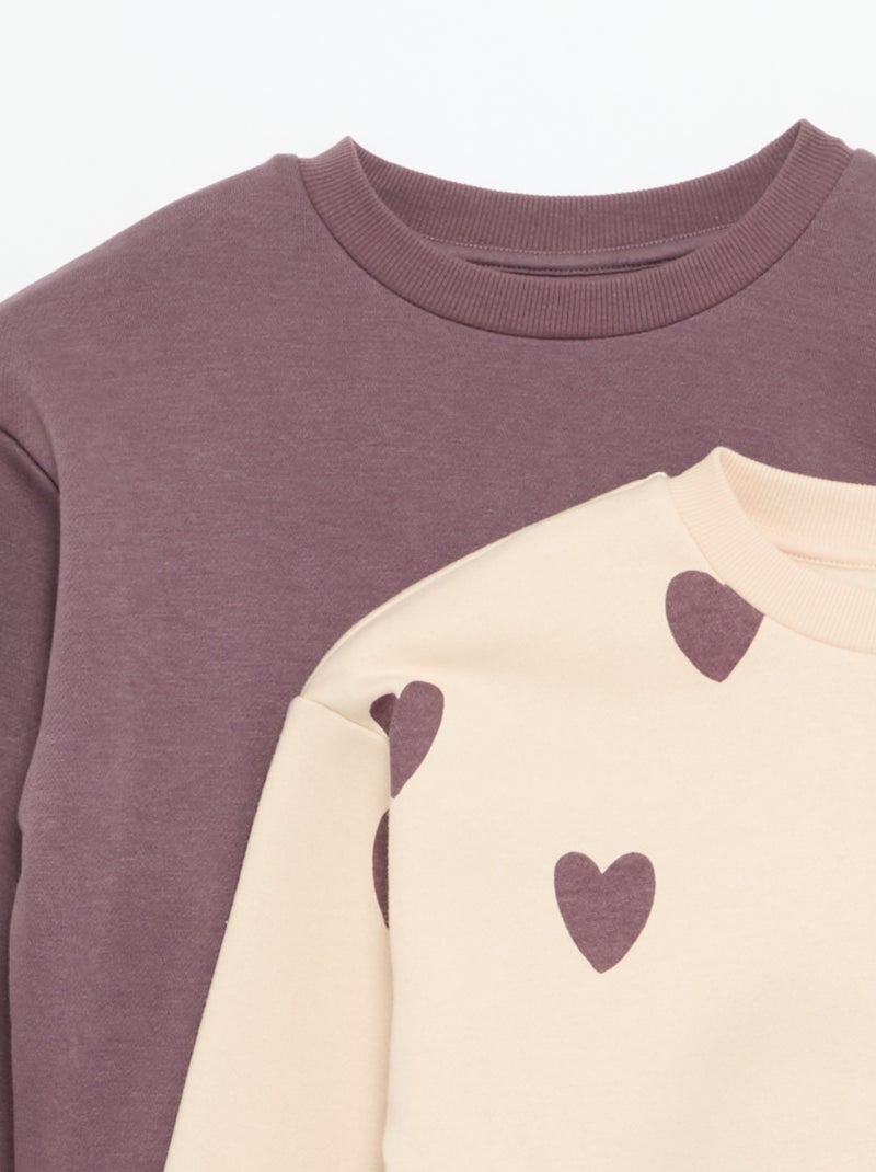 Set van 2 fleecetruien: 1 effen en 1 met all-over print Biege - Kiabi
