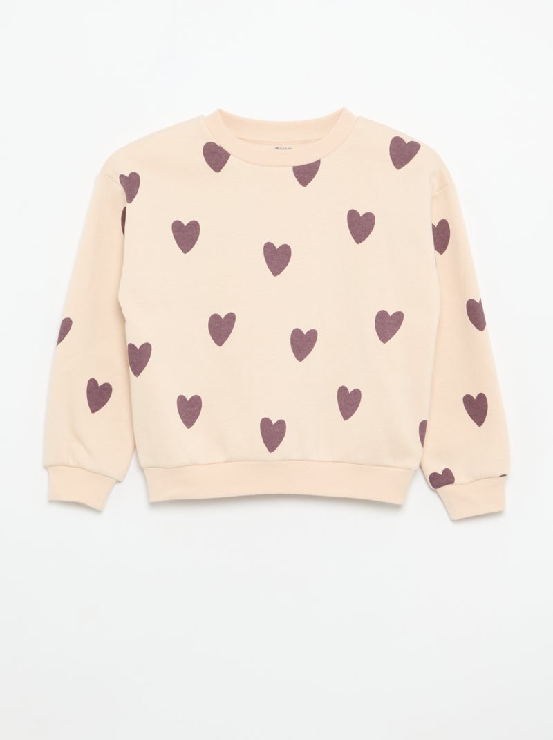 Set van 2 fleecetruien: 1 effen en 1 met all-over print Biege - Kiabi