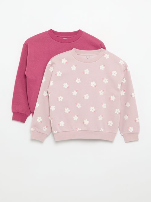 Set van 2 fleecetruien: 1 effen en 1 met all-over print - Kiabi