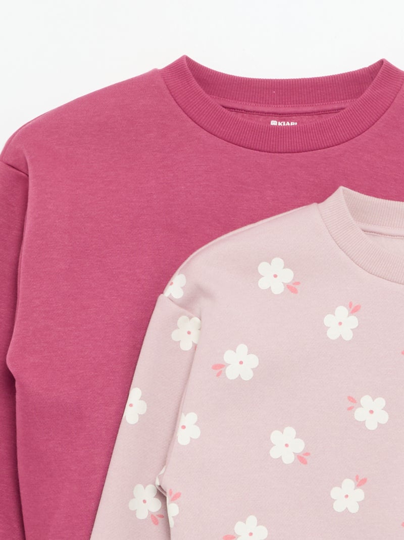 Set van 2 fleecetruien: 1 effen en 1 met all-over print Paars - Kiabi