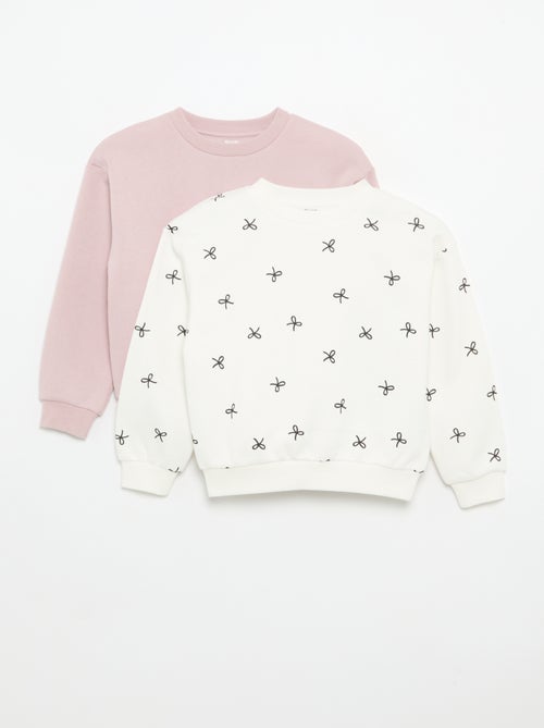 Set van 2 fleecetruien: 1 effen en 1 met all-over print - Kiabi
