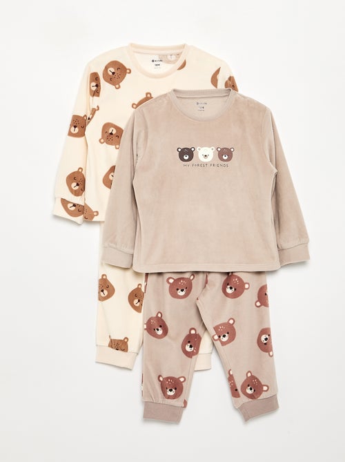 Set van 2 geprinte 2-delige fleece pyjama's - Kiabi Set van 2 geprinte 2-delige fleece pyjama's - Kiabi