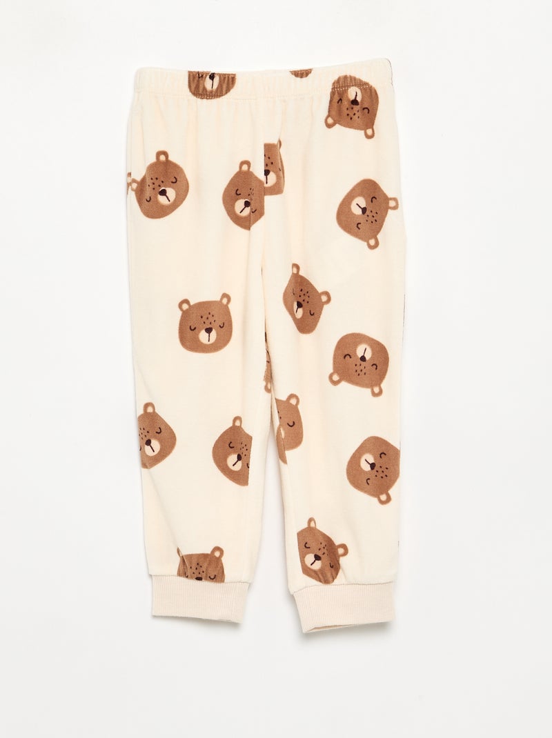 Set van 2 geprinte 2-delige fleece pyjama's Biege - Kiabi