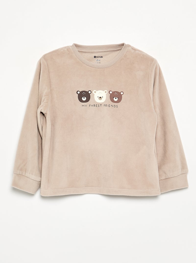 Set van 2 geprinte 2-delige fleece pyjama's Biege - Kiabi