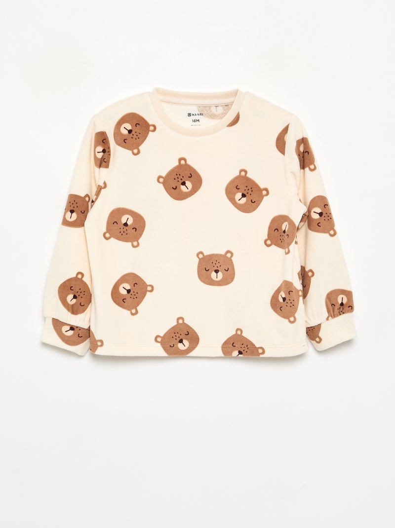Set van 2 geprinte 2-delige fleece pyjama's Biege - Kiabi