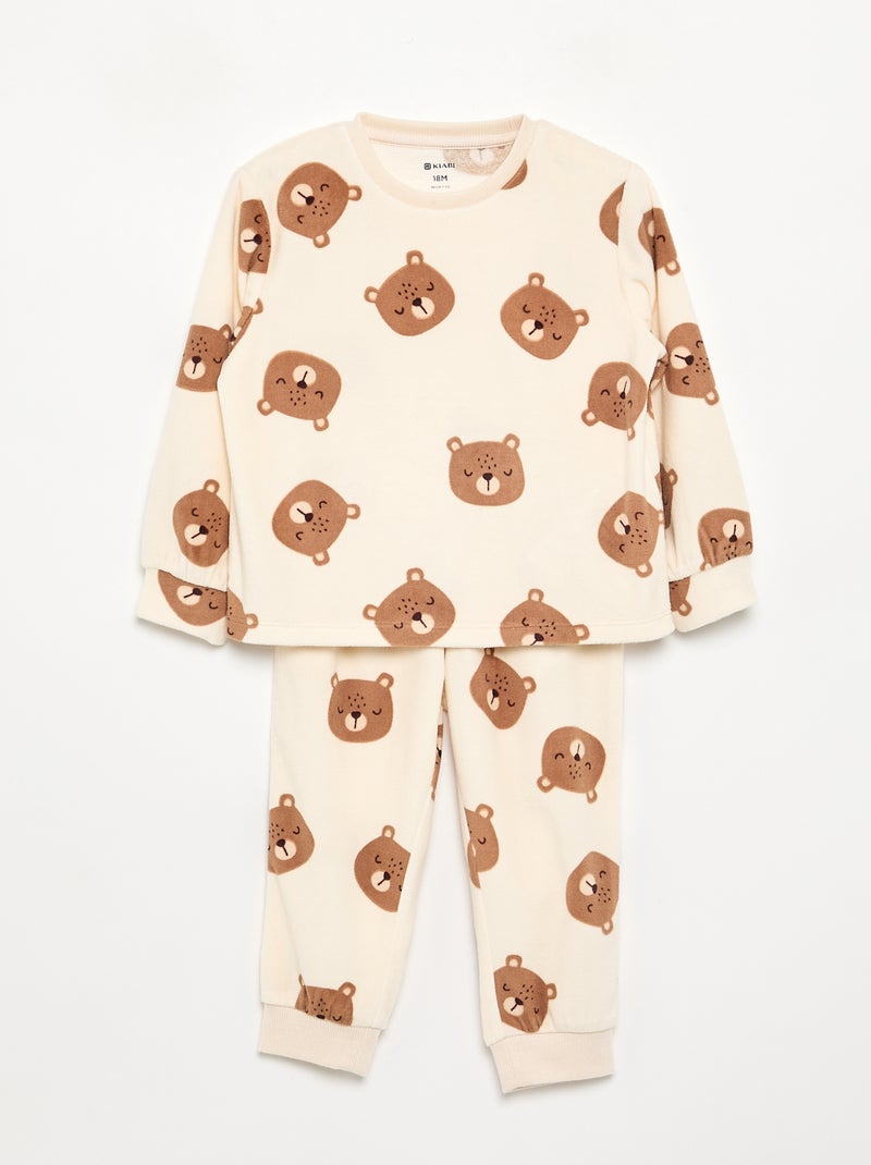 Set van 2 geprinte 2-delige fleece pyjama's Biege - Kiabi