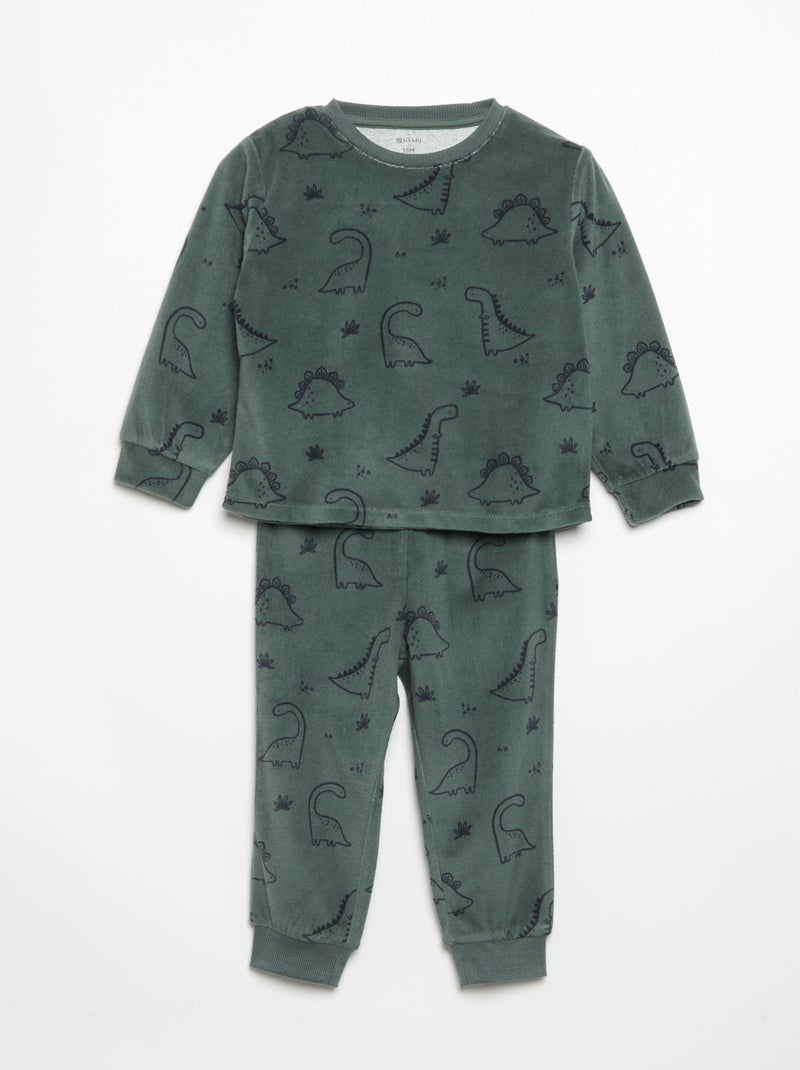 Set van 2 geprinte 2-delige fleece pyjama's Groen - Kiabi