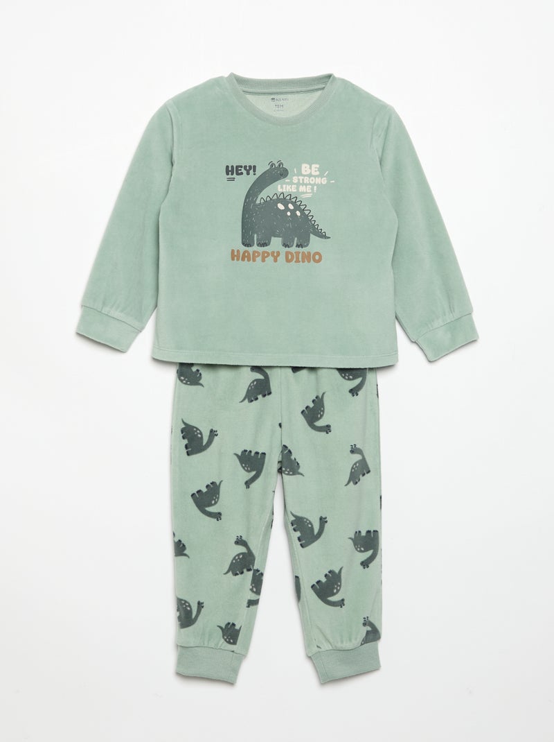 Set van 2 geprinte 2-delige fleece pyjama's Groen - Kiabi