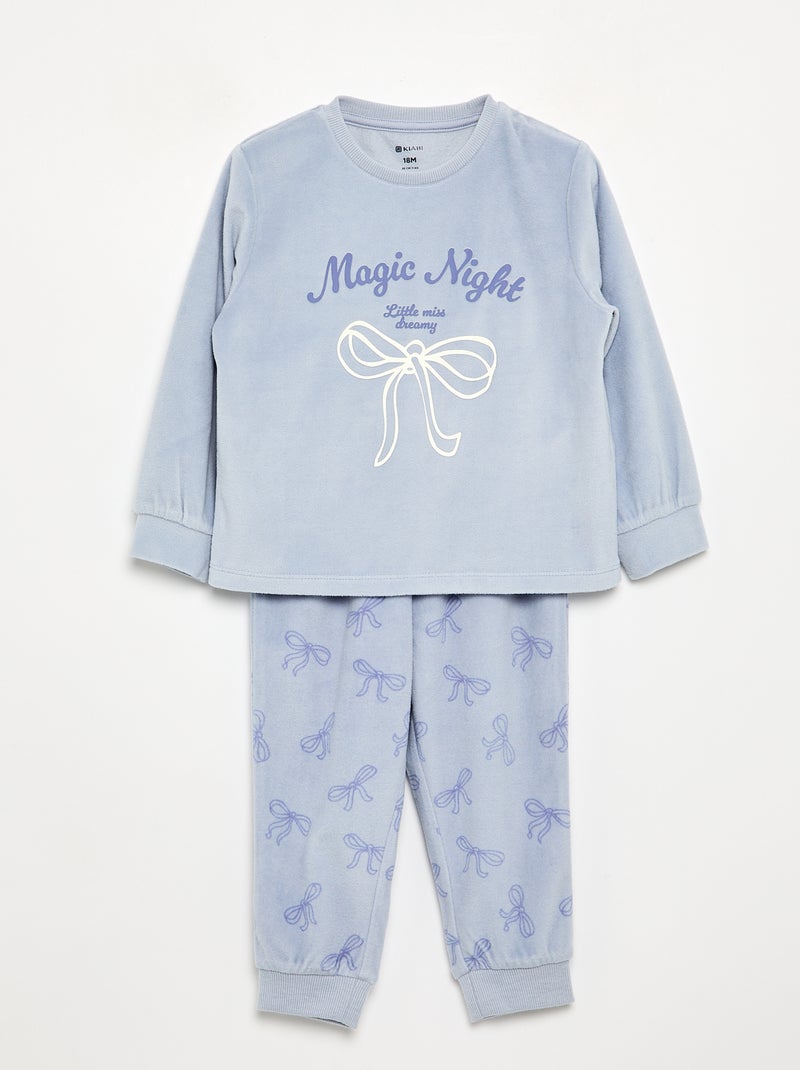 Set van 2 geprinte 2-delige fleece pyjama's Paars - Kiabi