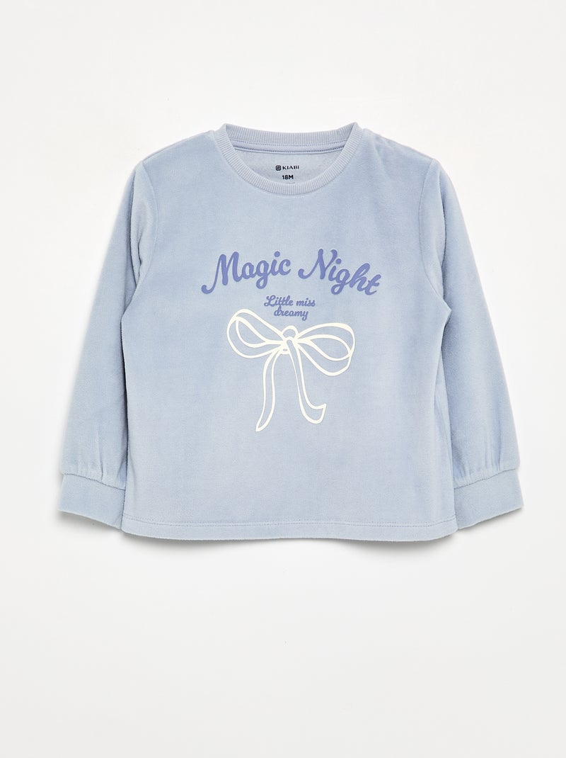 Set van 2 geprinte 2-delige fleece pyjama's Paars - Kiabi