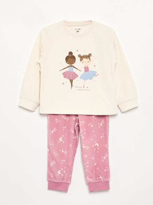 Set van 2 geprinte 2-delige fleece pyjama's - Kiabi