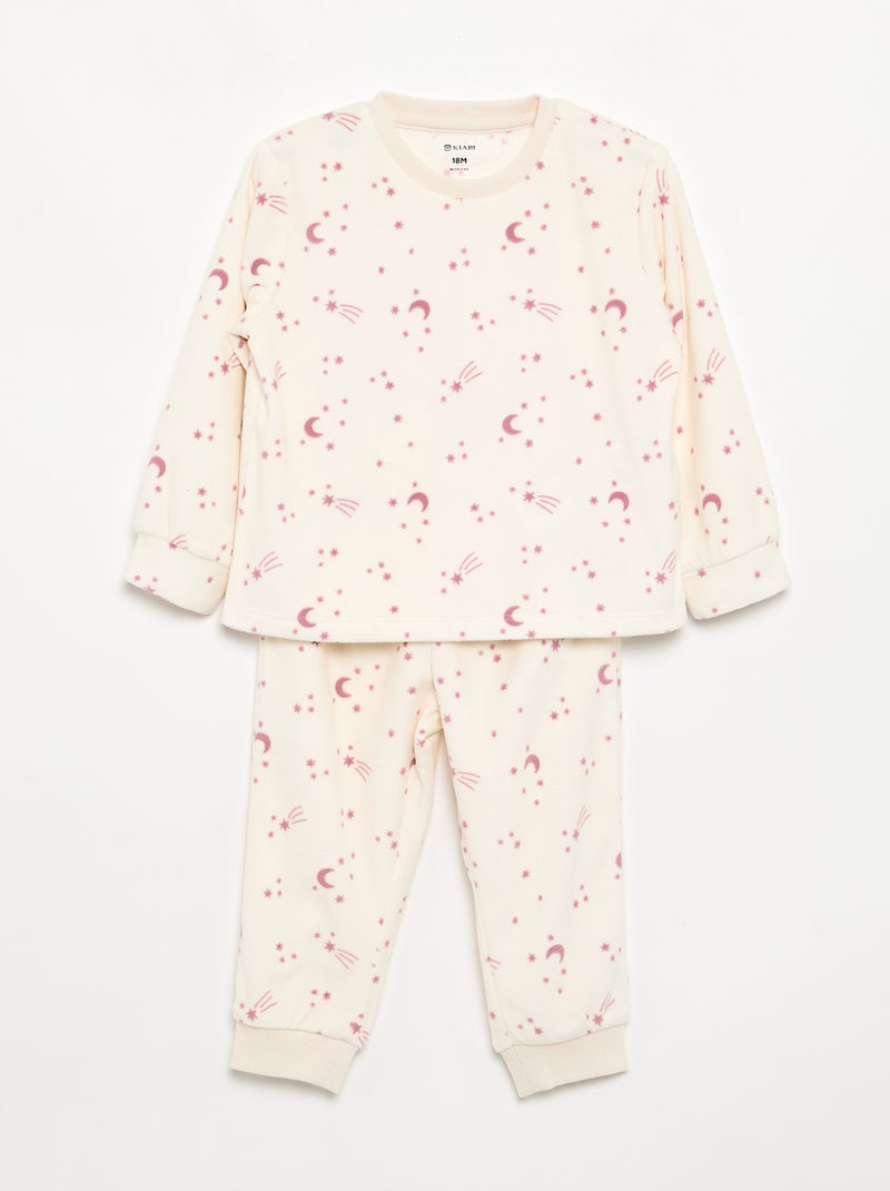 Set van 2 geprinte 2-delige fleece pyjama's Rose - Kiabi