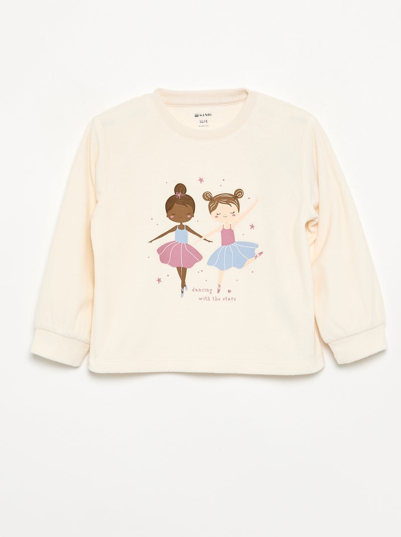 Set van 2 geprinte 2-delige fleece pyjama's Rose - Kiabi