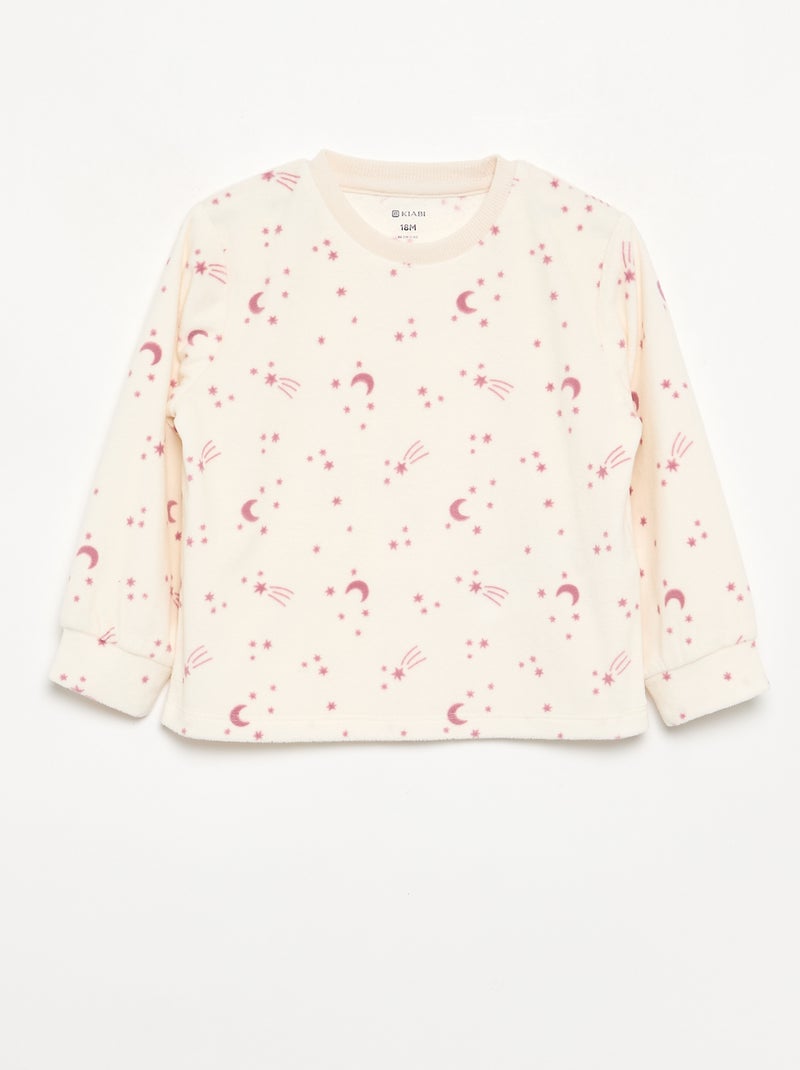 Set van 2 geprinte 2-delige fleece pyjama's Rose - Kiabi