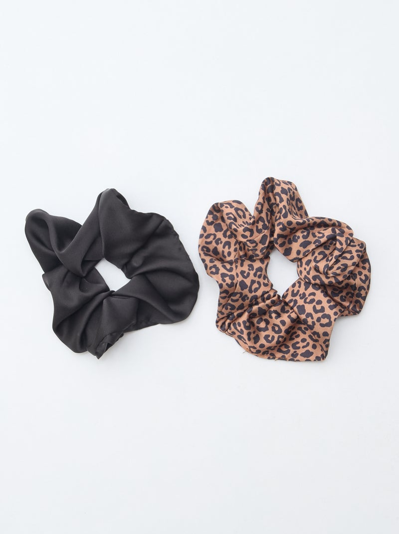 Set van 2 gesatineerde scrunchies Bruin - Kiabi