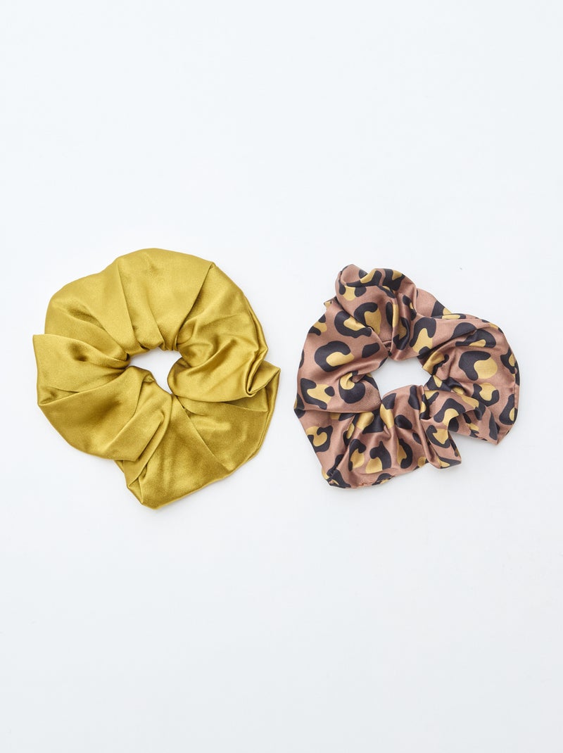 Set van 2 gesatineerde scrunchies Groen - Kiabi