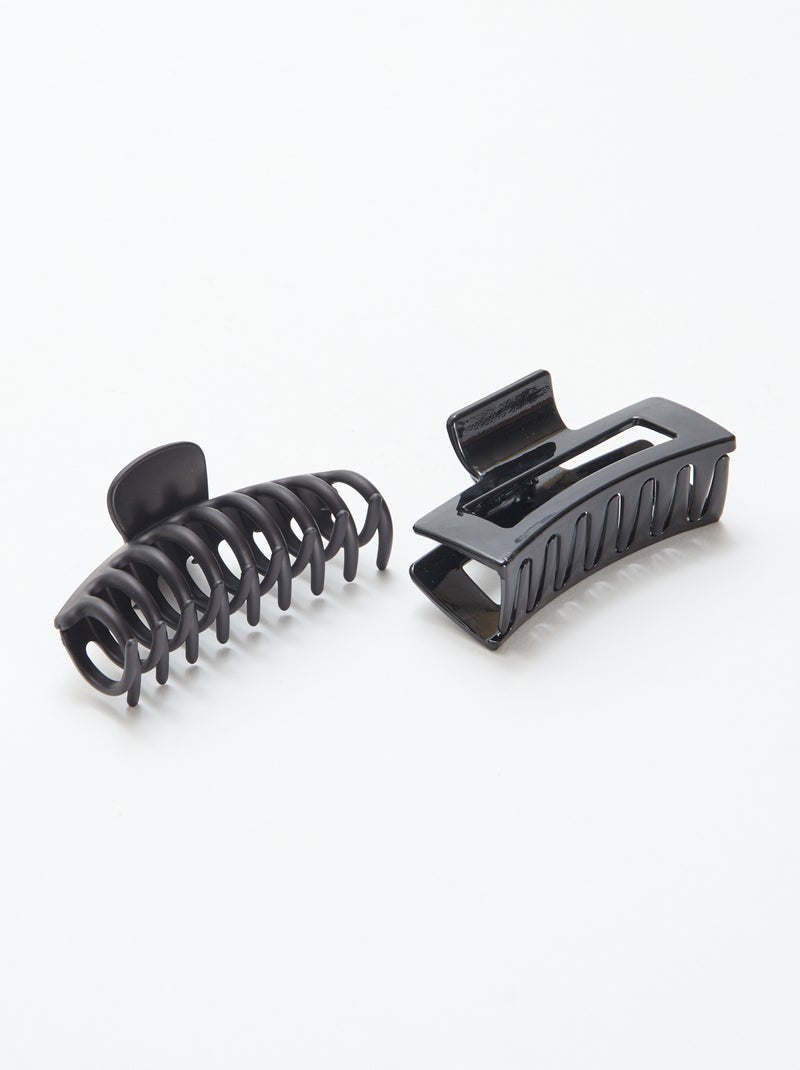 Set van 2 grote haarklemmetjes Zwart - Kiabi