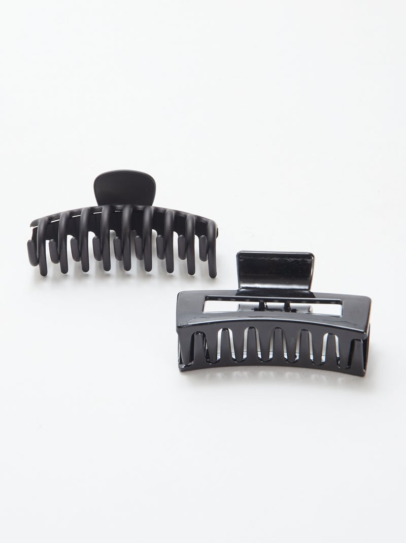 Set van 2 grote haarklemmetjes Zwart - Kiabi