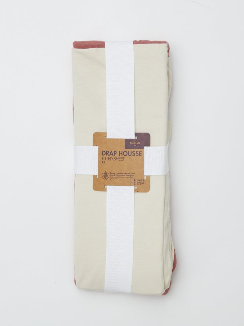 Set van 2 hoeslakens - 60 x 120 cm WIT - Kiabi