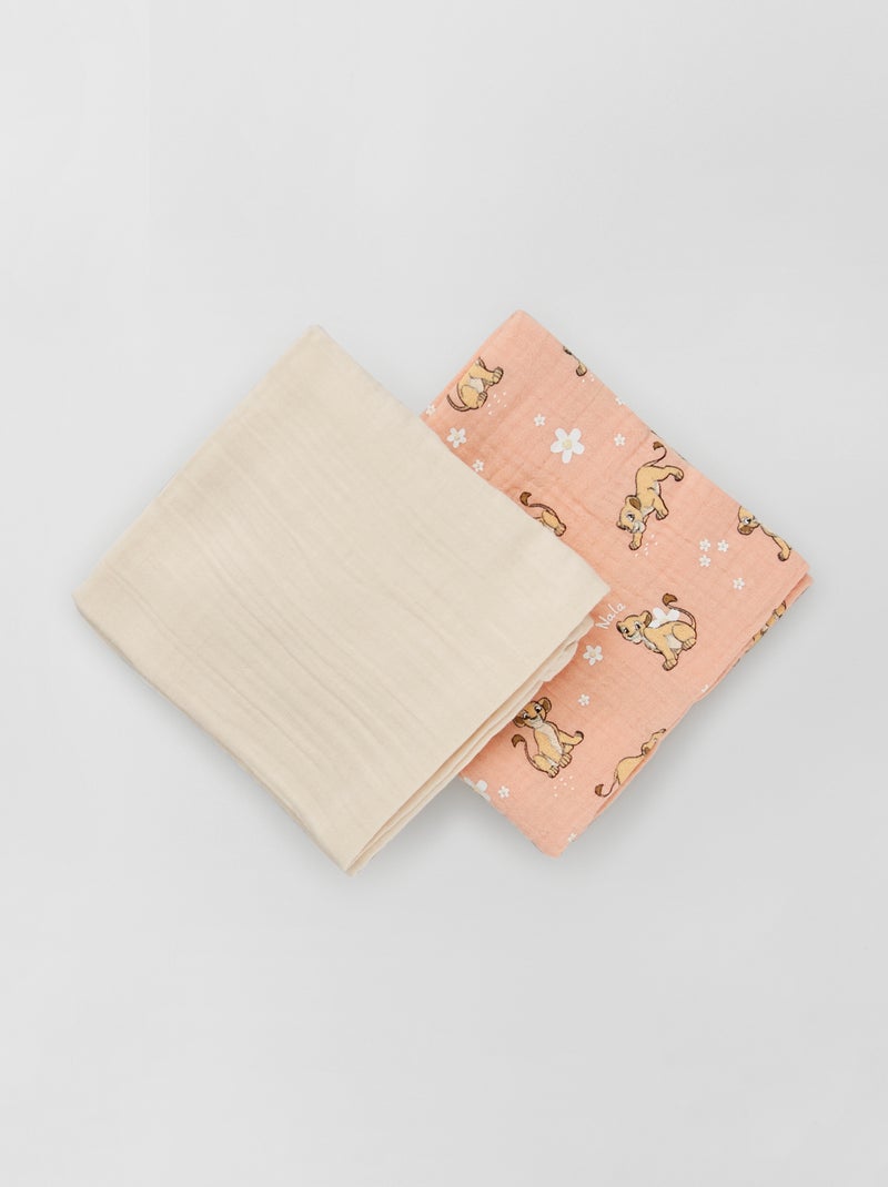 Set van 2 hydrofiele doeken 'Disney' roze - Kiabi