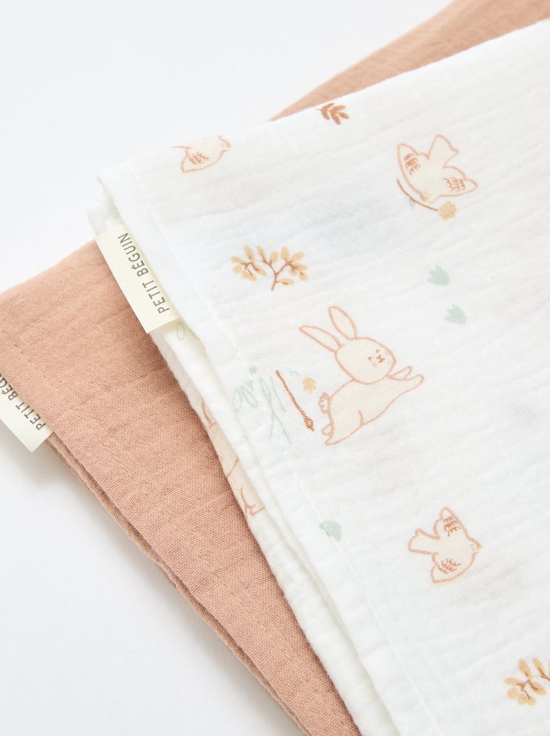 Set van 2 hydrofiele doeken 'Petit Béguin' Wit - Kiabi