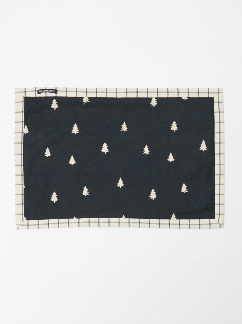 Set van 2 kerst tafelsets met print van katoen 45x30 cm Zwart - Kiabi